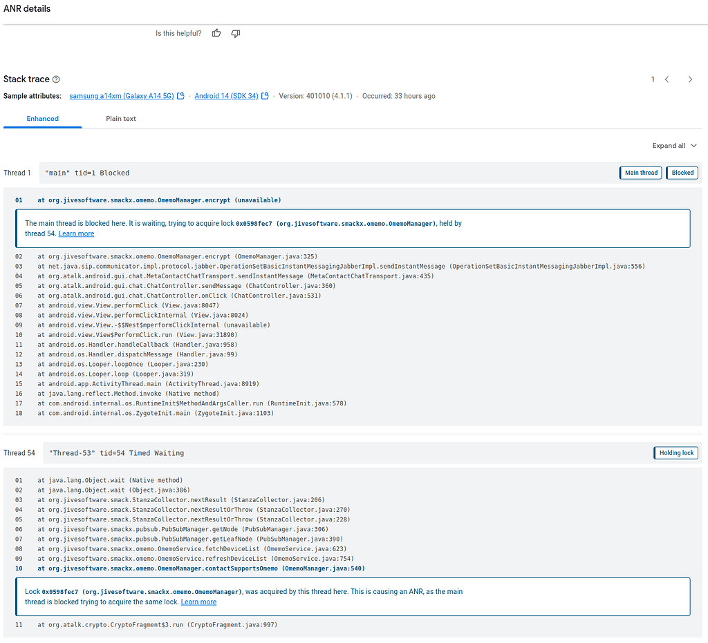 Smack 4.4.8: omemoManager encrypt of message is blocked by ...