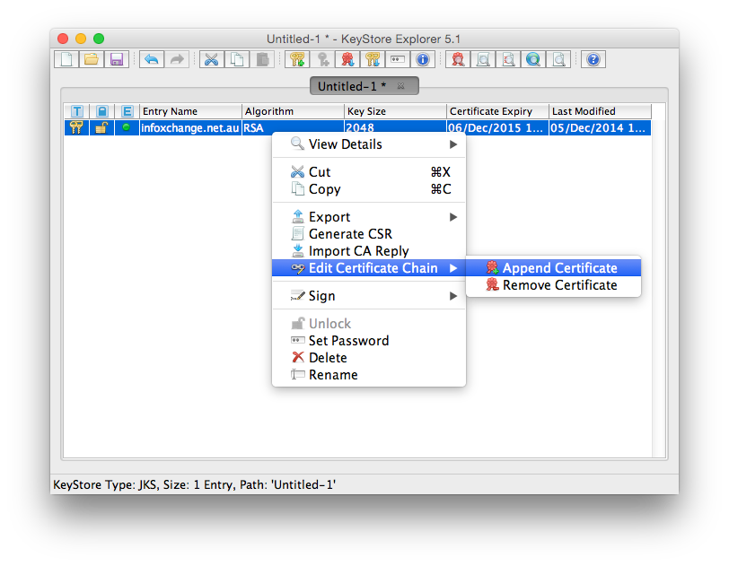 keystore explorer convert pfx to jks